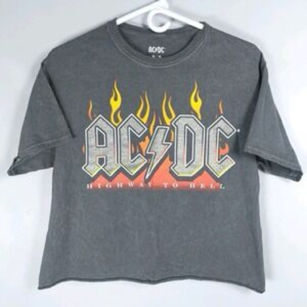 AC/DC Gray Crop T-Shirt